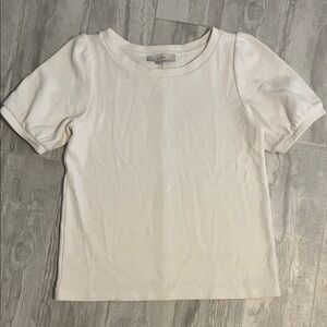 LOFT Women's Cream Short Sleeve Top